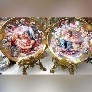 Set of Vintage Romantic Victorian Keepsake Plates